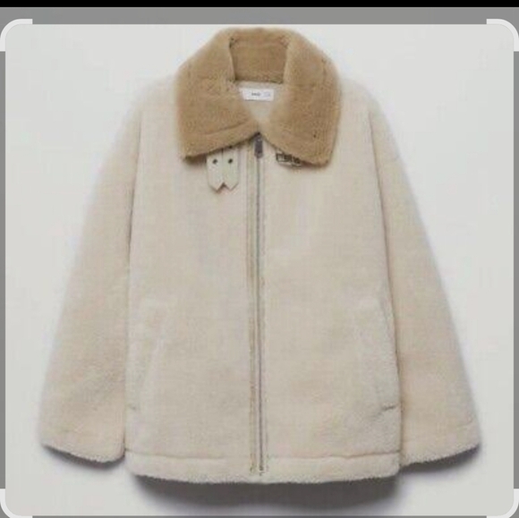 Mango Oversized Faux Fur and Shearling Effect Jacket In Ecru Size Small - Picture 5 of 16